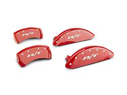 MGP Red Caliper Covers with R/T Logo; Front and Rear (11-22 Challenger R/T; 2014 Challenger Rallye Redline; 17-22 Challenger GT, T/A; 12-22 Challenger SXT w/ Dual Piston Front Calipers)