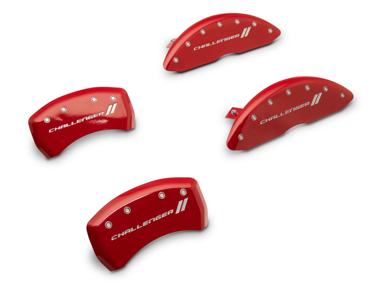 MGP Challenger Red Caliper Covers w/ Challenger Stripes Logo Front