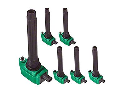 Ignition Coils; Green; Set of Six (11-15 3.6L Jeep Grand Cherokee WK2)