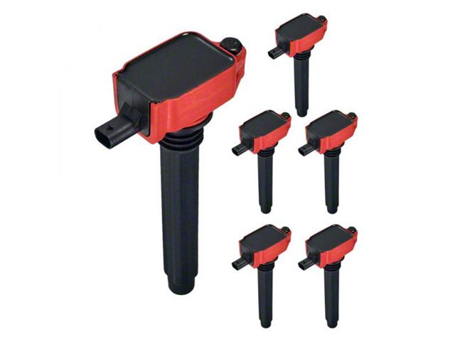 Ignition Coils; Red; Set of Six (11-15 3.6L Jeep Grand Cherokee WK2)