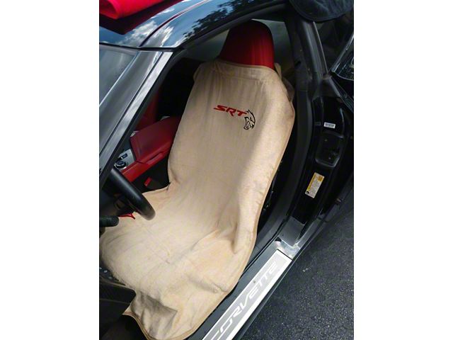 Seat Towel with SRT Hellcat Logo; Tan (Universal; Some Adaptation May Be Required)