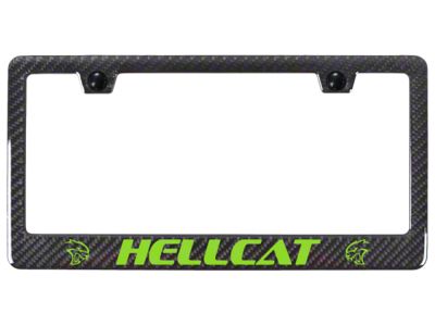 Hellcat Carbon Fiber License Plate Frame; Green (Universal; Some Adaptation May Be Required)