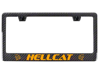Hellcat Carbon Fiber License Plate Frame; Orange (Universal; Some Adaptation May Be Required)
