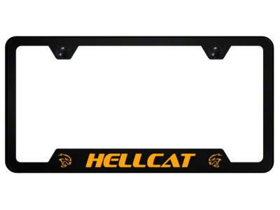 Hellcat Notched License Plate Frame; Orange (Universal; Some Adaptation May Be Required)