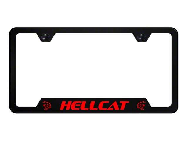 Hellcat Notched License Plate Frame; Red (Universal; Some Adaptation May Be Required)