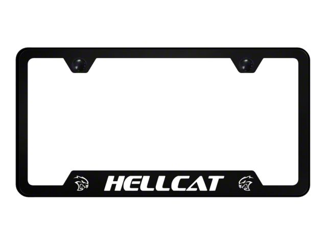 Hellcat Notched License Plate Frame; White (Universal; Some Adaptation May Be Required)