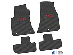 Factory Floorpan Fit Custom Vintage Scene Front and Rear Floor Mats with Red 2015 R/T Insert; Black (11-23 RWD Challenger)
