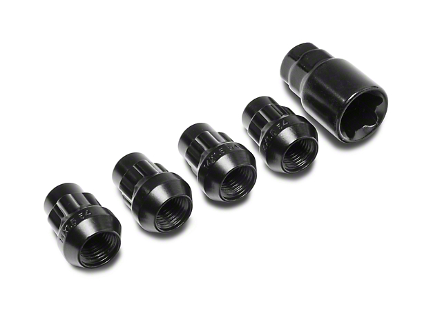 Locks with Key for Black Acorn Lug Nuts; 14mm x 1.5 (06-22 All)