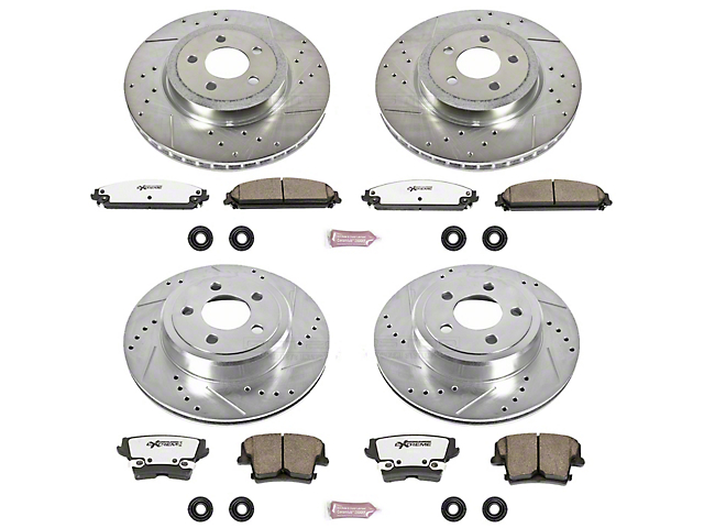 PowerStop Z26 Street Warrior Brake Rotor and Pad Kit; Front and Rear (06-14 Charger w/ Dual Piston Front Calipers; 15-17 Charger Daytona, R/T, AWD SE, AWD SXT; 18-22 Charger w/ Dual Piston Front Calipers)