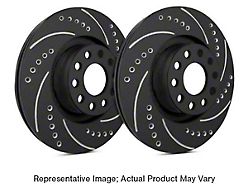SP Performance Cross-Drilled and Slotted Rotors with Black Zinc Coating; Front Pair (08-14 Challenger SRT8; 15-16 Challenger Scat Pack; 2017 Challenger R/T 392; 18-22 Challenger w/ 4-Piston Front Calipers)