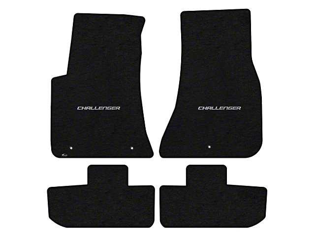 Lloyd Velourtex Front and Rear Floor Mats with Challenger Silver Logo; Black (11-22 Challenger, Excluding AWD)