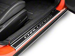 Illuminated Carbon Fiber Door Sills with Challenger Lettering; Red (08-23 Challenger)