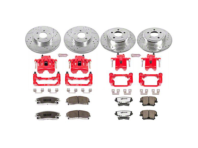 PowerStop Z26 Street Warrior Brake Rotor, Pad and Caliper Kit; Front and Rear (06-11 V6 Charger w/ Single Piston Front Calipers)