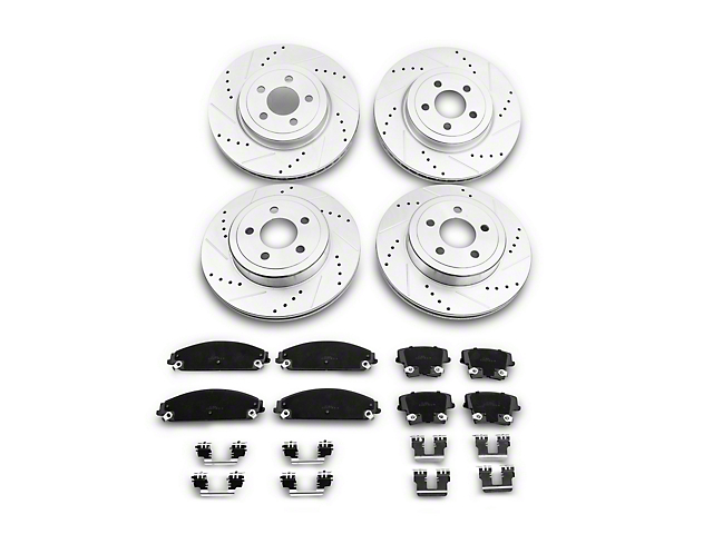 C&L Super Sport Brake Rotor and Pad Kit; Front and Rear (09-23 Challenger GT, R/T, T/A; 11-23 Challenger SE, SXT w/ Dual Piston Front Calipers)