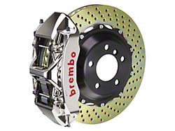 Brembo GT Series 6-Piston Front Big Brake Kit with 14-Inch 2-Piece Cross Drilled Rotors; Nickel Plated Calipers (06-10 RWD Charger, Excluding SRT8)