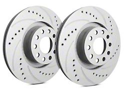 SP Performance Cross-Drilled and Slotted Rotors with Gray ZRC Coating; Front Pair (06-14 Charger w/ Dual Piston Front Calipers; 15-17 Charger Daytona, R/T, AWD SE, AWD SXT; 18-23 Charger w/ Dual Piston Front Calipers)