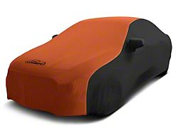 Coverking Satin Stretch Indoor Car Cover with Pocket for Rod-Style Roof Antenna; Black/Inferno Orange (08-10 Charger w/o Rear Spoiler)