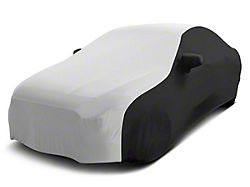 Coverking Satin Stretch Indoor Car Cover with Rear Roof Antenna Pocket; Black/Pearl White (11-14 Charger)
