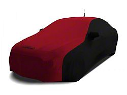 Coverking Satin Stretch Indoor Car Cover with Rear Roof Antenna Pocket; Black/Pure Red (11-14 Charger)