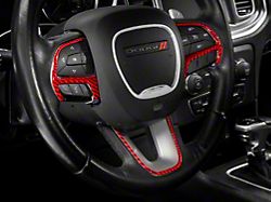 SpeedForm Steering Wheel Trim; Red Carbon Fiber (15-22 Charger)