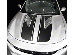 Hood Accent Decals Stripes; Matte Black (15-18 Charger)