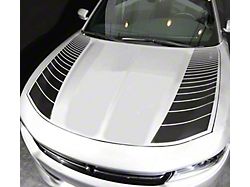 Hood Side Accent Strobe Decals Stripes; Gloss Black (15-18 Charger)