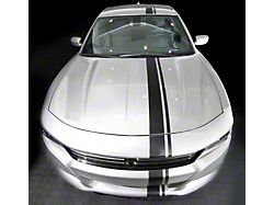 Side Offset Over-The-Top Stripes; Gloss Black (15-18 Charger)