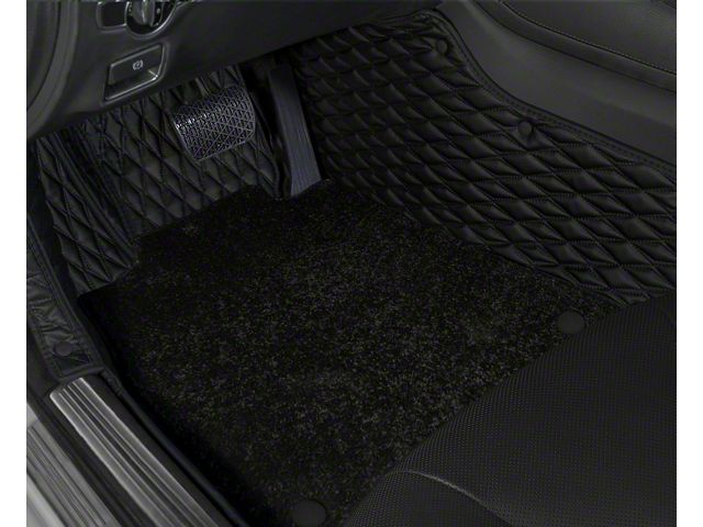 Double Layer Diamond Front and Rear Floor Mats; Base Layer Black and Top Layer Black (21-24 Bronco 4-Door)