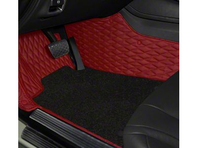 Double Layer Diamond Front and Rear Floor Mats; Base Layer Red and Top Layer Black (21-24 Bronco 2-Door)