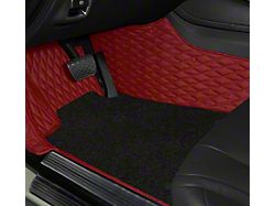 Double Layer Diamond Front and Rear Floor Mats; Base Layer Red and Top Layer Black (05-14 Mustang)