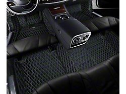 Single Layer Diamond Front and Rear Floor Mats; Black and White Stitching (11-22 Charger)