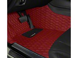 Single Layer Diamond Front and Rear Floor Mats; Full Red (15-22 Mustang)