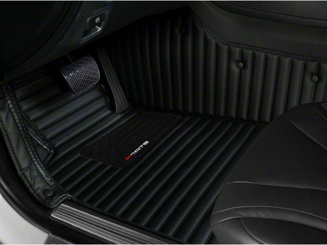 Single Layer Stripe Front and Rear Floor Mats; Full Black (21-24 Bronco 2-Door)