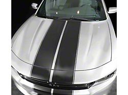 Over-The-Top Double Stripes with Pinstripes; Matte Black (19-23 Charger)