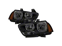 Crystal Headlights; Black Housing; Smoked Lens (11-14 Charger w/ Factory Halogen Headlights)