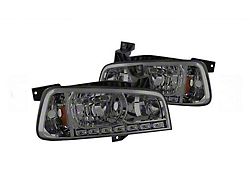 LED Crystal Headlights; Chrome Housing; Smoked Lens (06-10 Charger w/ Factory Halogen Headlights)