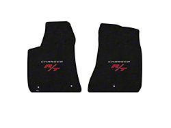 Lloyd Velourtex Front Floor Mats with Silver and Red R/T Logo; Black (11-22 RWD Charger)