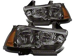 Headlights with Amber Corners; Chrome Housing; Smoked Lens (11-14 Charger w/ Factory Halogen Headlights)