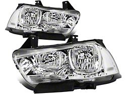 Headlights with Clear Corners; Chrome Housing; Clear Lens (11-14 Charger w/ Factory Halogen Headlights)