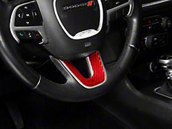 Alterum Steering Wheel Botton Overlay; Red Carbon (15-22 Charger)