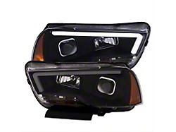Plank Style Projector Headlights; Black Housing; Clear Lens (11-14 Charger w/ Factory Halogen Headlights)