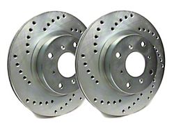 SP Performance Cross-Drilled Rotors with Silver Zinc Plating; Rear Pair (06-17 5.7L HEMI, 3.5L RWD & 3.6L RWD Charger w/ 13.70-Inch Vented Rear Rotors; 15-22 Charger Pursuit)