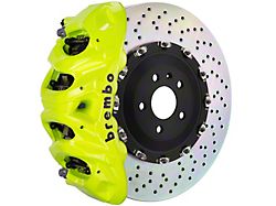 Brembo GT Series 8-Piston Front Big Brake Kit with 16.20-Inch 2-Piece Cross Drilled Rotors; Fluorescent Yellow Calipers (19-22 Sierra 1500)