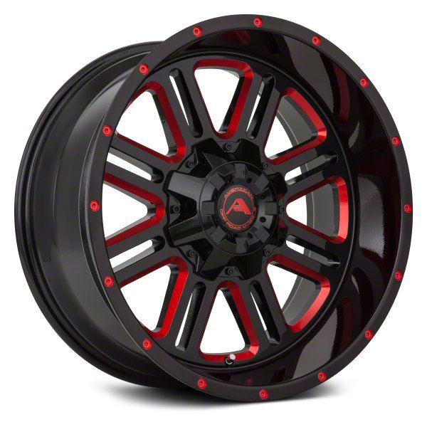 American Off-Road Wheels A106 Gloss Black Milled with Red Tint 6-Lug Wheel; 20x14; -76mm Offset (04-15 Titan)