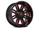 American Off-Road Wheels A106 Gloss Black Milled with Red Tint 6-Lug Wheel; 20x14; -76mm Offset (17-24 Titan)