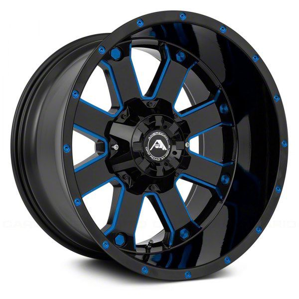 American OffRoad Wheels Tundra A108 Gloss Black Milled with Blue Tint