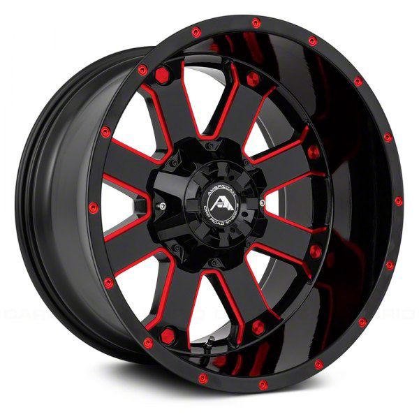 American Off-Road Wheels A108 Gloss Black Milled with Red Tint 6-Lug Wheel; 20x12; -44mm Offset (16-23 Titan XD)
