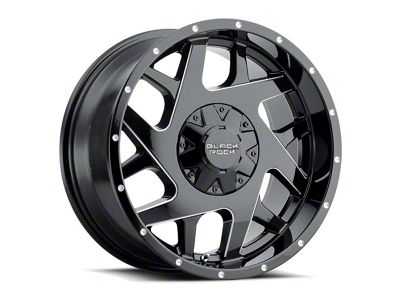Black Rock Wheels Fury II Gloss Black Milled 6-Lug Wheel; 20x9; 12mm Offset (21-24 Bronco, Excluding Raptor)