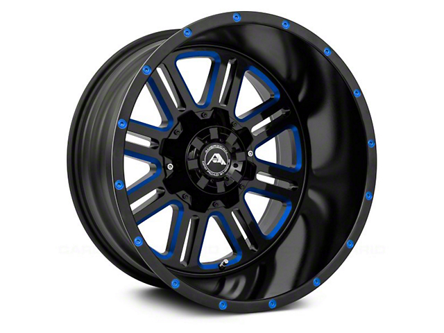 American Off-Road Wheels A106 Gloss Black Milled with Blue Tint 6-Lug Wheel; 20x12; -44mm Offset (16-23 Tacoma)