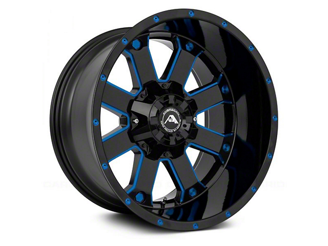 American Off-Road Wheels A108 Gloss Black Milled with Blue Tint 6-Lug Wheel; 20x10; -24mm Offset (07-14 Yukon)